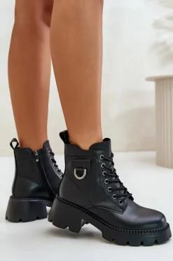 Ocieplane Botki Damskie Ze Skóry Naturalnej Vinceza 41460 Czarne