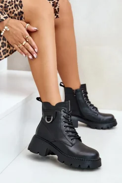 Ocieplane Botki Damskie Ze Skóry Naturalnej Vinceza 41460 Czarne