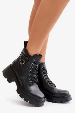 Ocieplane Botki Damskie Ze Skóry Naturalnej Vinceza 41460 Czarne