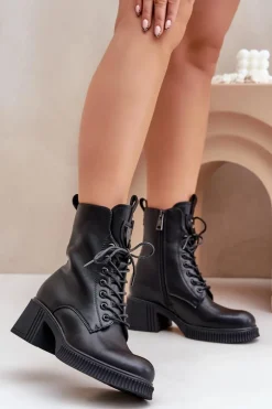 Ocieplane Botki Damskie Ze Skóry Naturalnej Vinceza 66671 Czarne