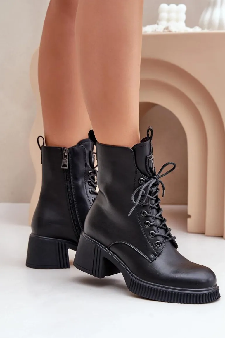 Ocieplane Botki Damskie Ze Skóry Naturalnej Vinceza 66671 Czarne