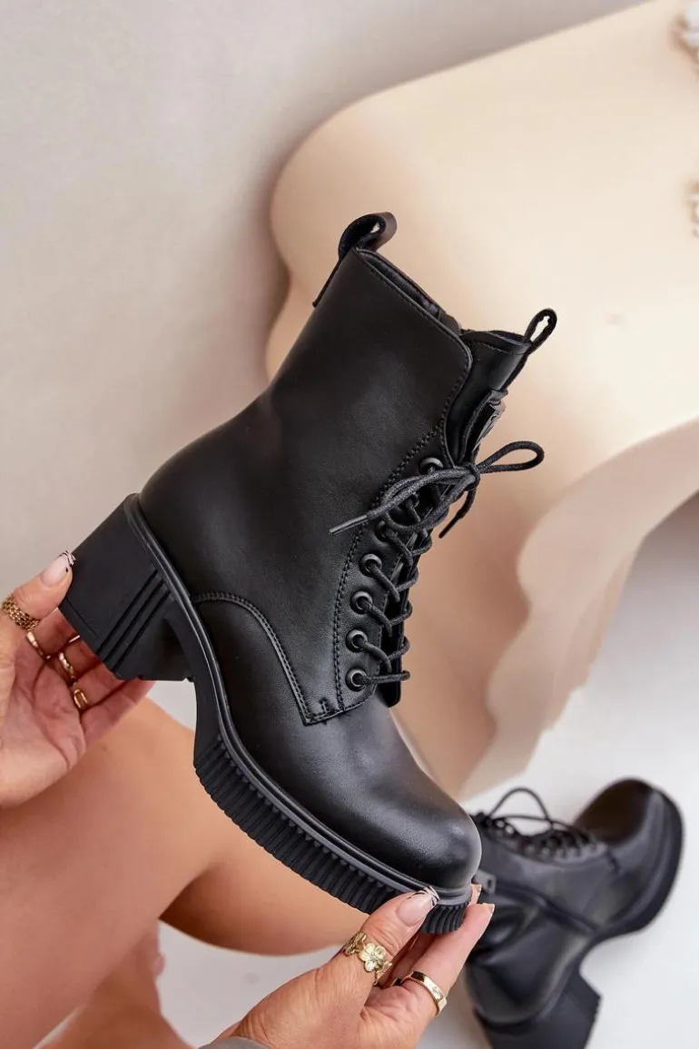 Ocieplane Botki Damskie Ze Skóry Naturalnej Vinceza 66671 Czarne