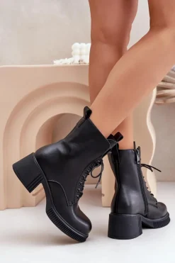 Ocieplane Botki Damskie Ze Skóry Naturalnej Vinceza 66671 Czarne