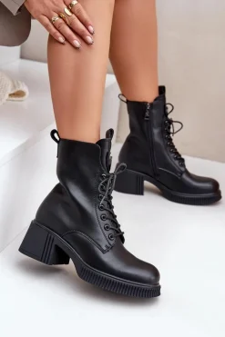 Ocieplane Botki Damskie Ze Skóry Naturalnej Vinceza 66671 Czarne