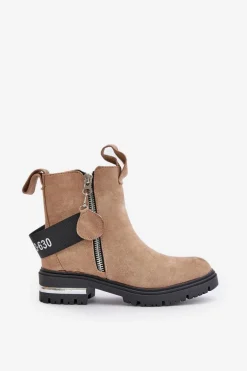 Ocieplane Botki Damskie Z Suwakiem Brązowe Calvaro