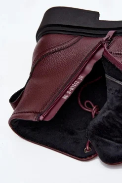 Ocieplane Botki Damskie Z Naturalnej Skóry Sergio Leone BT25248-S Bordowe