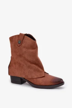 Ocieplane Botki Kowbojki Na Obcasie Camel Sylvette