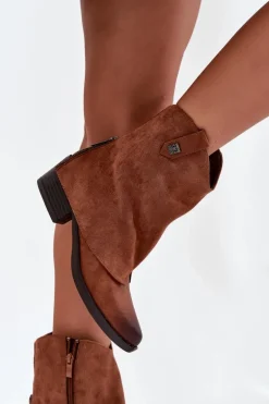 Ocieplane Botki Kowbojki Na Obcasie Camel Sylvette