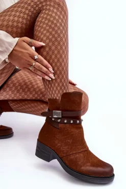 Ocieplane Botki Na Obcasie Camel Effie