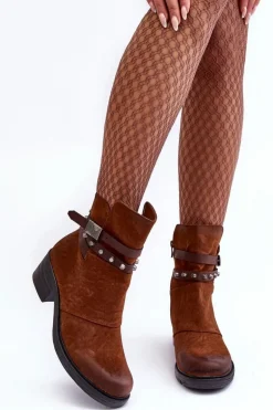 Ocieplane Botki Na Obcasie Camel Effie