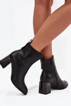 Ocieplane Botki Na Słupku Z Naturalnej Skóry Vinceza 66812 Czarne