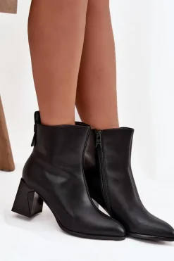 Ocieplane Botki Na Słupku Z Naturalnej Skóry Vinceza 66812 Czarne