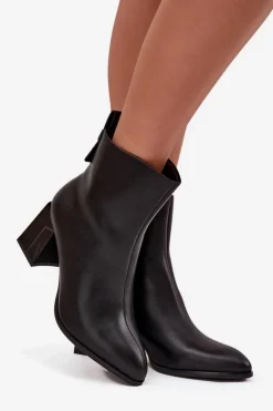 Ocieplane Botki Na Słupku Z Naturalnej Skóry Vinceza 66812 Czarne