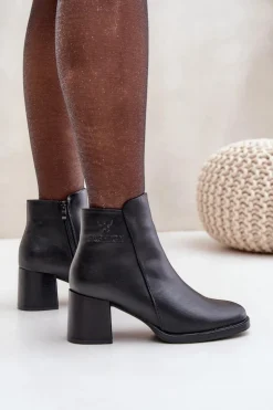 Ocieplane Botki Na Słupku Czarne Feliveth