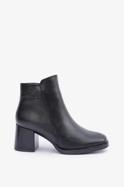 Ocieplane Botki Na Słupku Czarne Feliveth