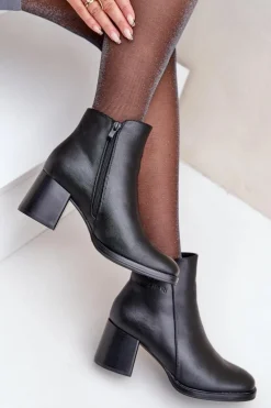 Ocieplane Botki Na Słupku Czarne Feliveth