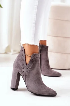 Ocieplane Botki Na Słupku Szare Sally