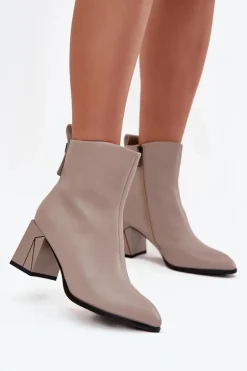 Ocieplane Botki Na Słupku Z Naturalnej Skóry Vinceza 66812 Szare