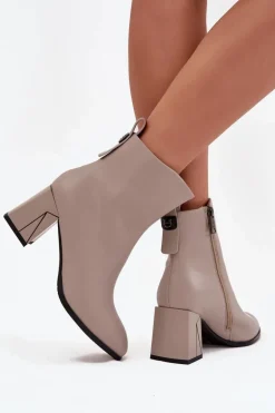 Ocieplane Botki Na Słupku Z Naturalnej Skóry Vinceza 66812 Szare