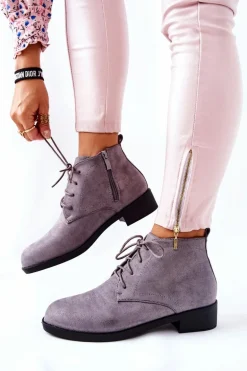 Ocieplane Botki Na Suwak Szare Malitea