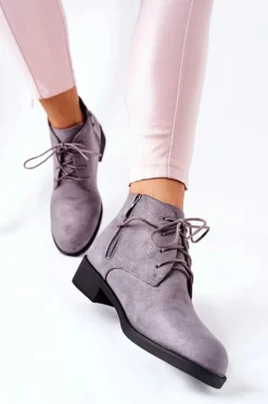 Ocieplane Botki Na Suwak Szare Malitea