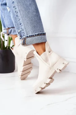 Ocieplane Botki Sztyblety Beżowe Hashtag