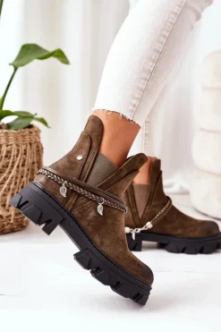 Ocieplane Botki Sztyblety Ciemnozielone Good Idea