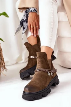 Ocieplane Botki Sztyblety Ciemnozielone Good Idea