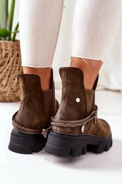 Ocieplane Botki Sztyblety Ciemnozielone Good Idea