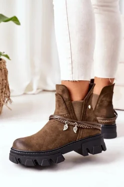 Ocieplane Botki Sztyblety Ciemnozielone Good Idea