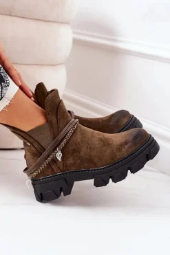 Ocieplane Botki Sztyblety Ciemnozielone Good Idea