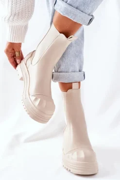 Ocieplane Botki Sztyblety Beżowe Time Off