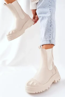 Ocieplane Botki Sztyblety Beżowe Time Off