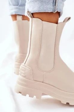 Ocieplane Botki Sztyblety Beżowe Time Off