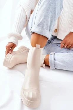 Ocieplane Botki Sztyblety Beżowe Time Off