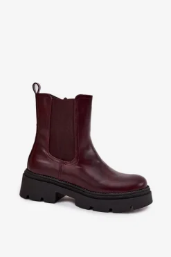 Ocieplane Botki Sztyblety Na Zamek Bordowe Niviane