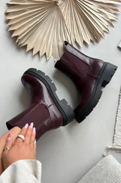 Ocieplane Botki Sztyblety Na Zamek Bordowe Niviane