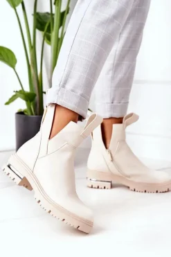 Ocieplane Botki Sztyblety Beżowe Rock It