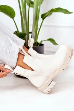 Ocieplane Botki Sztyblety Beżowe Rock It