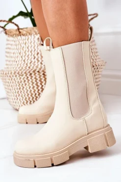 Ocieplane Botki Sztyblety Beżowe Must Have