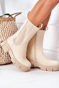 Ocieplane Botki Sztyblety Beżowe Must Have