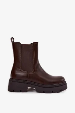 Ocieplane Botki Sztyblety Na Zamek Czekoladowe Niviane