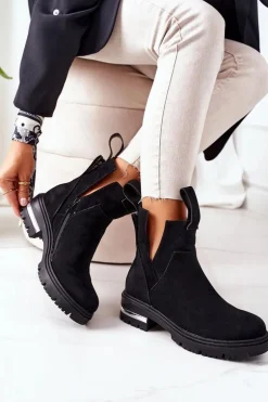 Ocieplane Botki Sztyblety Z Suwakiem Czarne My Way