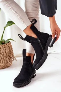 Ocieplane Botki Sztyblety Z Suwakiem Czarne My Way