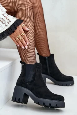 Ocieplane Botki Sztyblety Na Zamek Czarne Arlethia