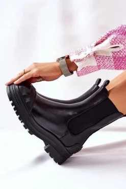 Ocieplane Botki Sztyblety Czarne Time Off