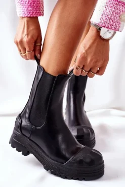 Ocieplane Botki Sztyblety Czarne Time Off