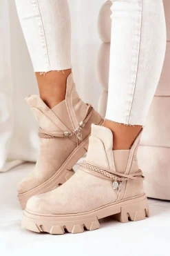 Ocieplane Botki Sztyblety Beżowe Good Idea