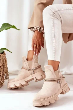 Ocieplane Botki Sztyblety Beżowe Good Idea