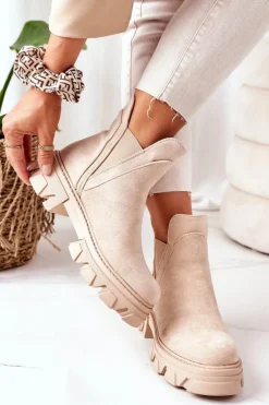 Ocieplane Botki Sztyblety Beżowe Good Idea